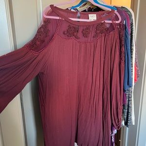 Maroon dress with lace